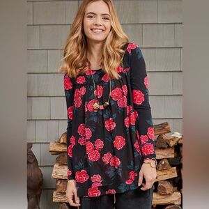 Matilda Jane top tunic womens size Large Long Sleeve winter blooms floral knit